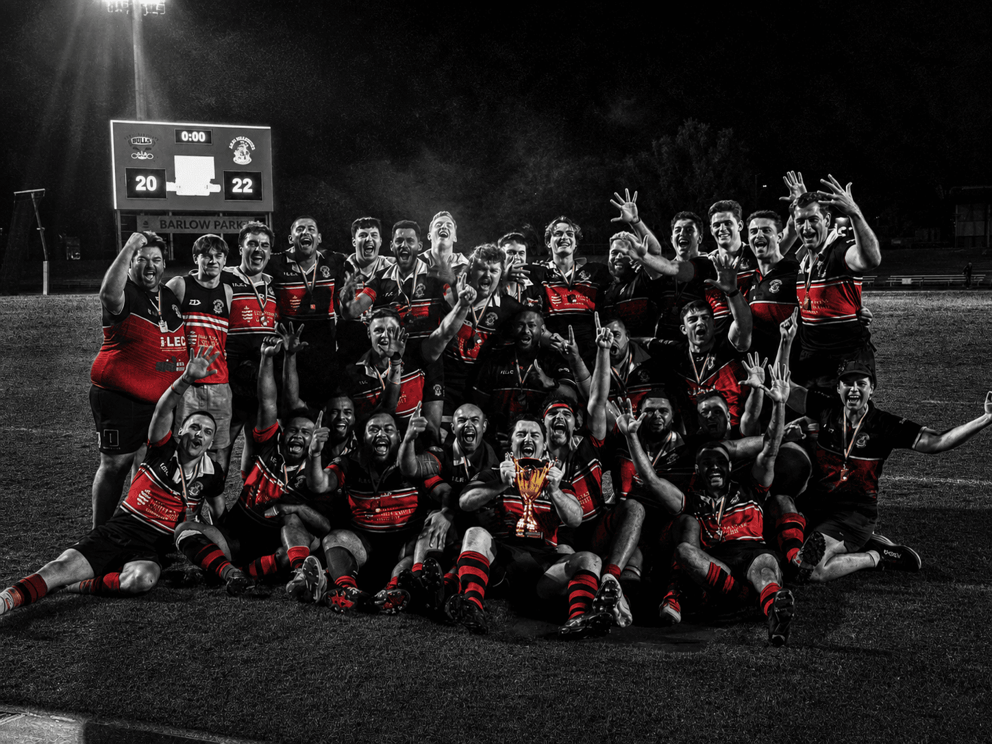 JCU Mariners 2025 grand final black and white team photo